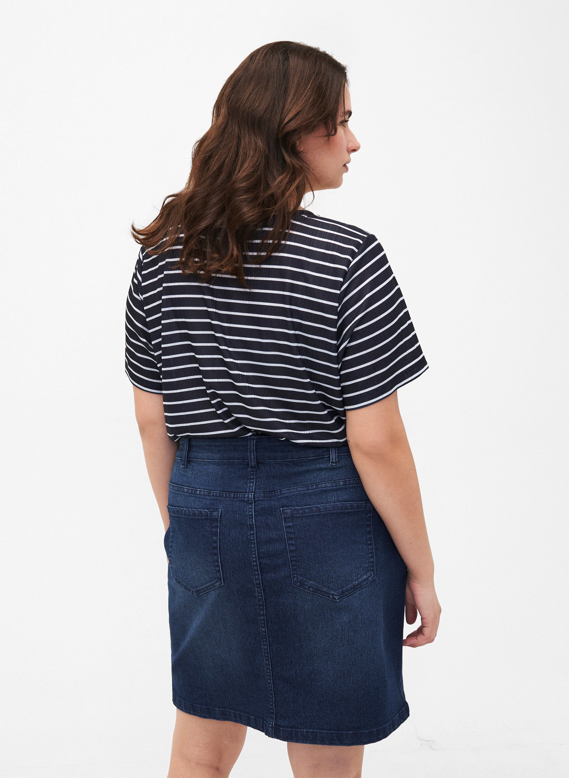 ZizziDenim rok met knoopsluiting, Blauw, Model image number 2