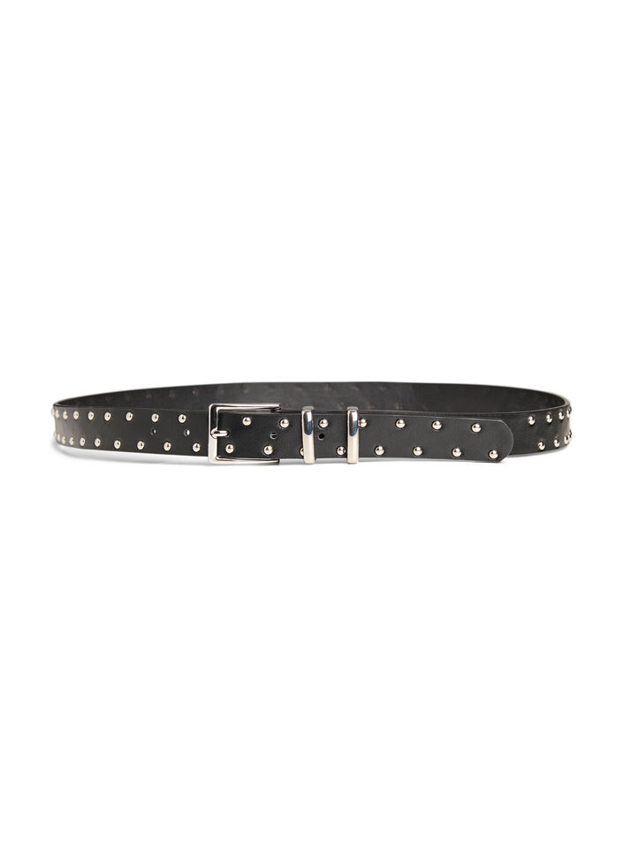 Imitatielederen riem met studs, Zwart, Packshot image number 0