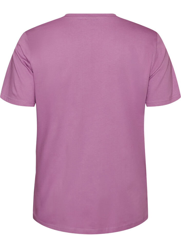 T-shirt van biologisch katoen met open broderie, Paars, Packshot image number 1
