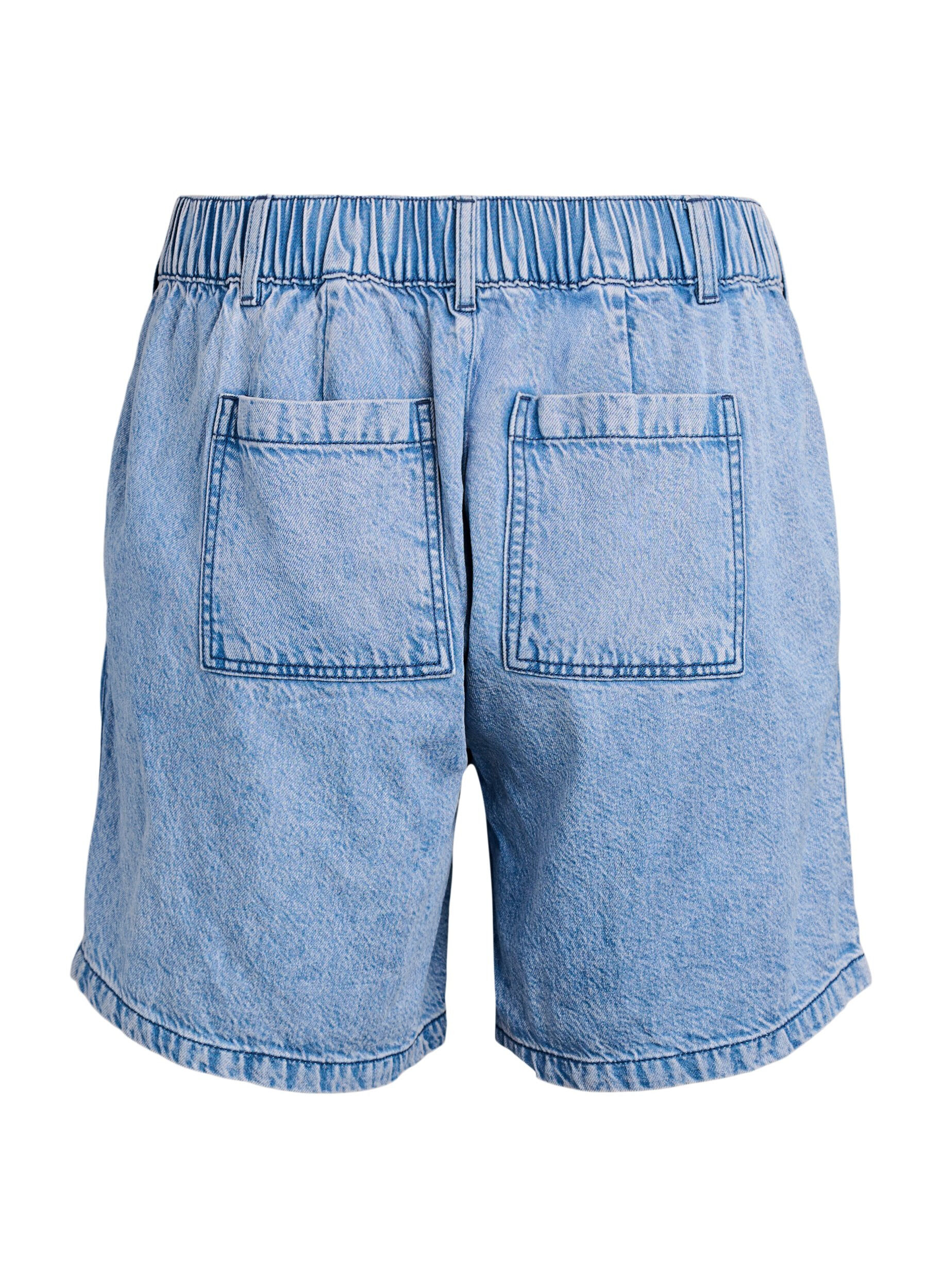 Zizzi Short en denim ample &agrave; taille haute, Bleu Clair, Packshot image number 1