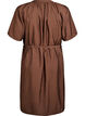 Knielange jurk met korte mouwen en strikceintuur, Bruin, Packshot image number 1