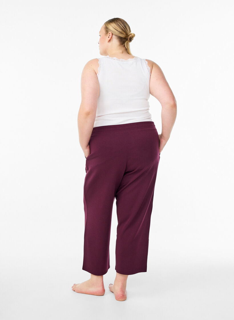 7/8-broek van modalmix met zakken, Donker Bordeaux, Model image number 1