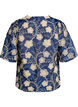 Blouse met V-hals en geborduurd patroon, Blauw, Packshot image number 1