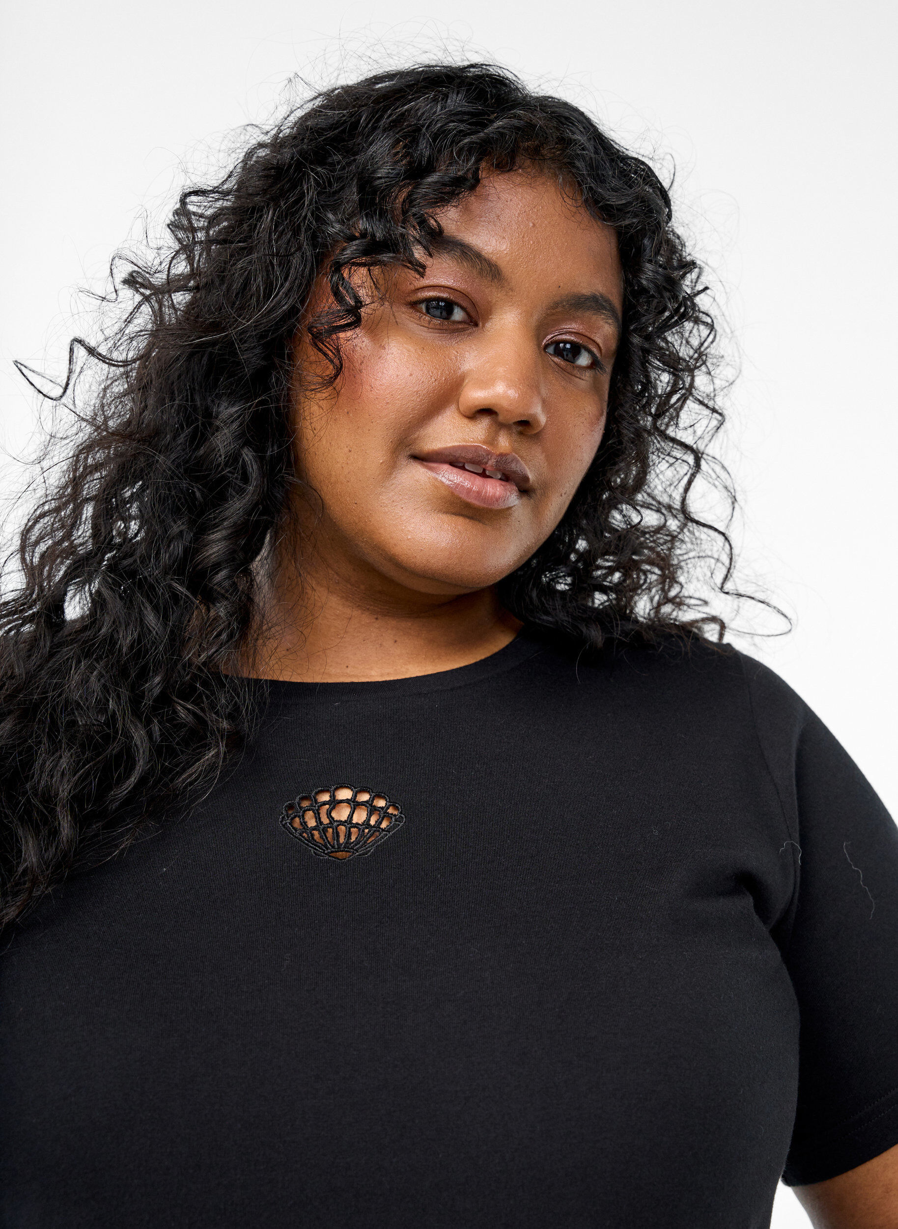 ZizziT-shirt met decoratieve details, Zwart, Model image number 3
