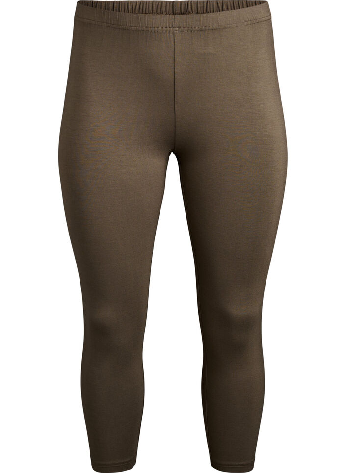 Basic 3/4-legging in viscose, Groen, Packshot image number 0