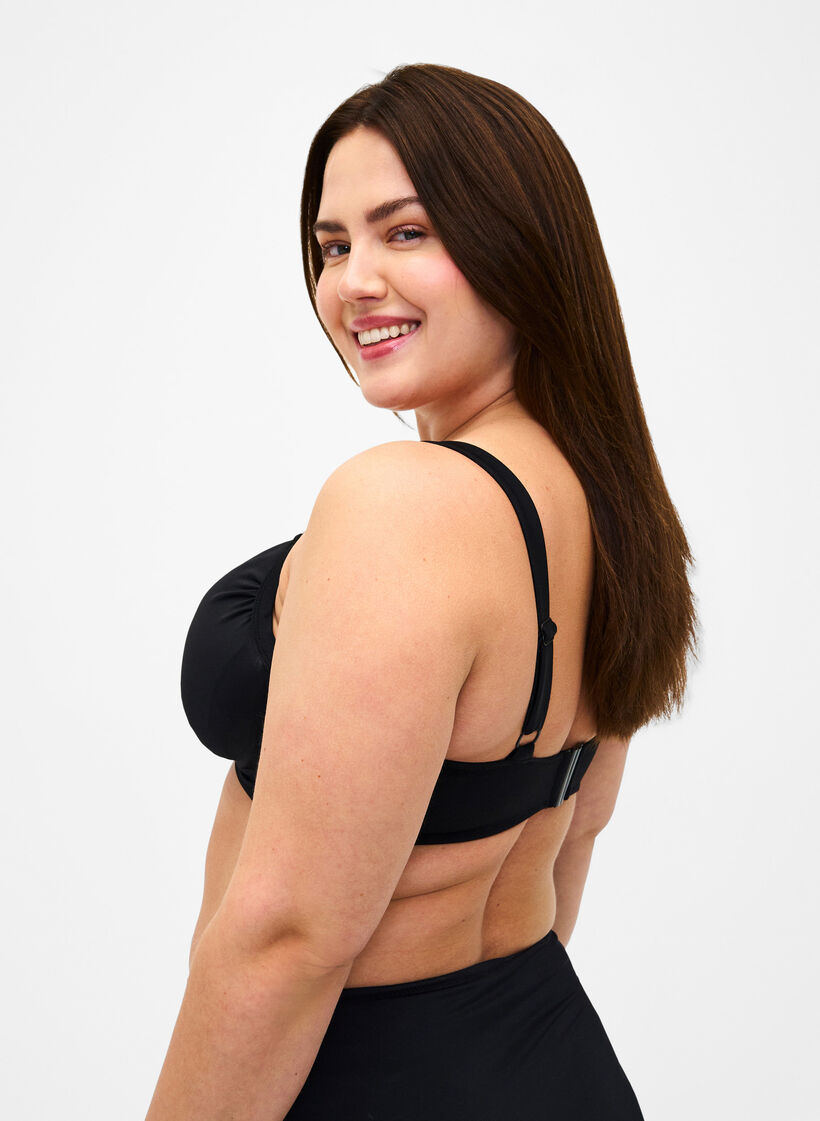 Bikini-beha met beugel en drapering, Zwart, Model image number 2