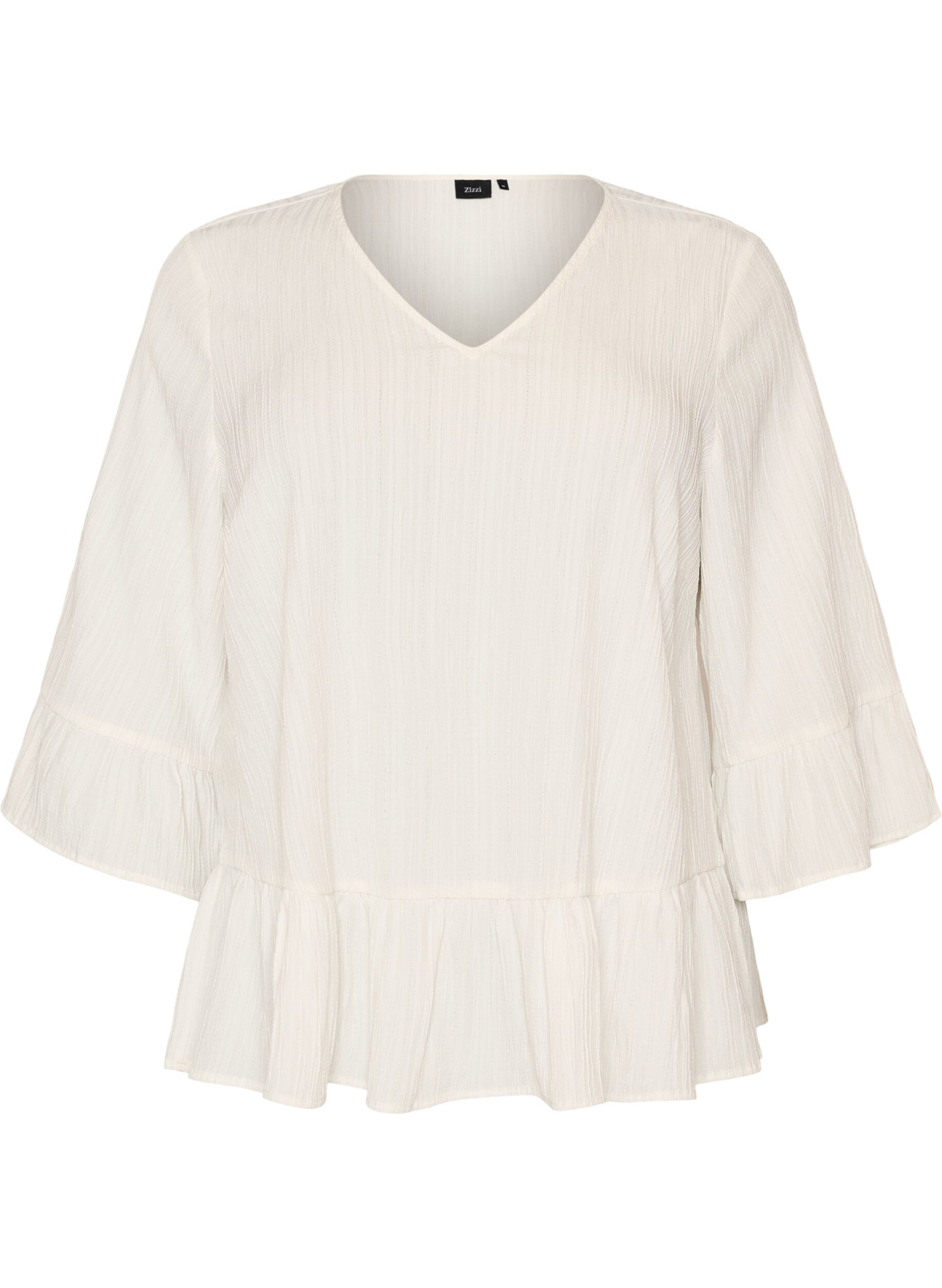 Blouse met textuur, V-hals en ruches