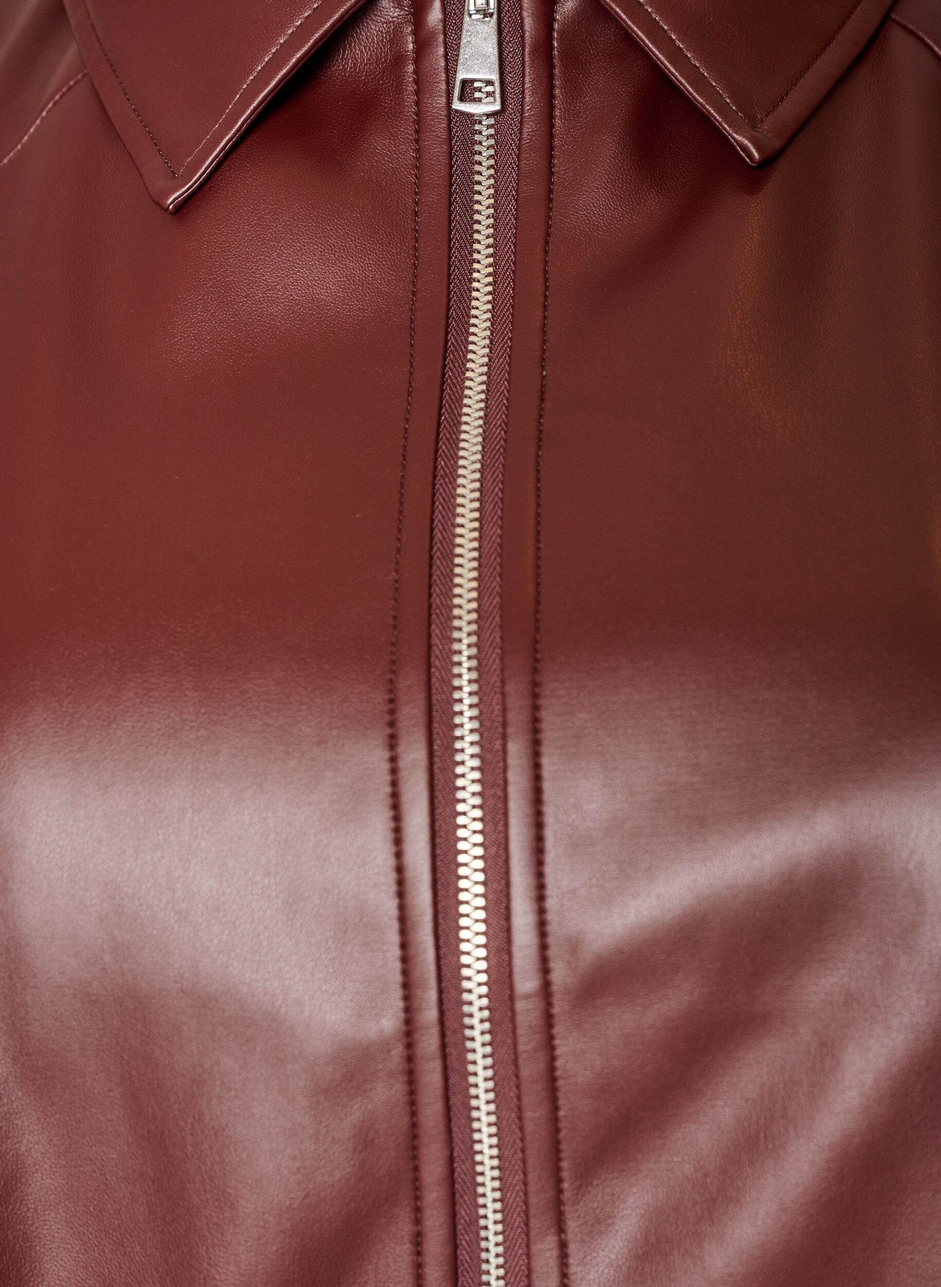 ZizziImitatieleer bomberjack met een zoom met trekkoord, Bruin, Packshot image number 2
