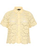 Kanten shirt blouse met parelknopen, Geel, Packshot image number 0