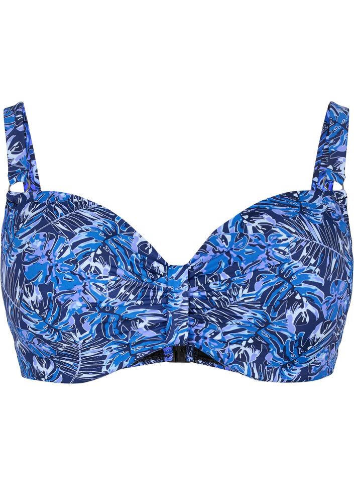 Bikinitop met beugel en patroon, Blauw, Packshot image number 0