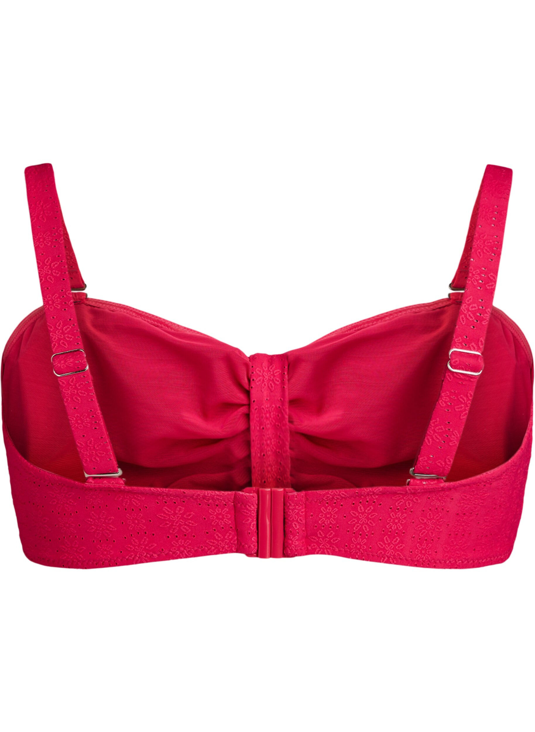 ZizziBandeau bikinitop met een textuurpatroon en afneembare bandjes, Roze, Packshot image number 1