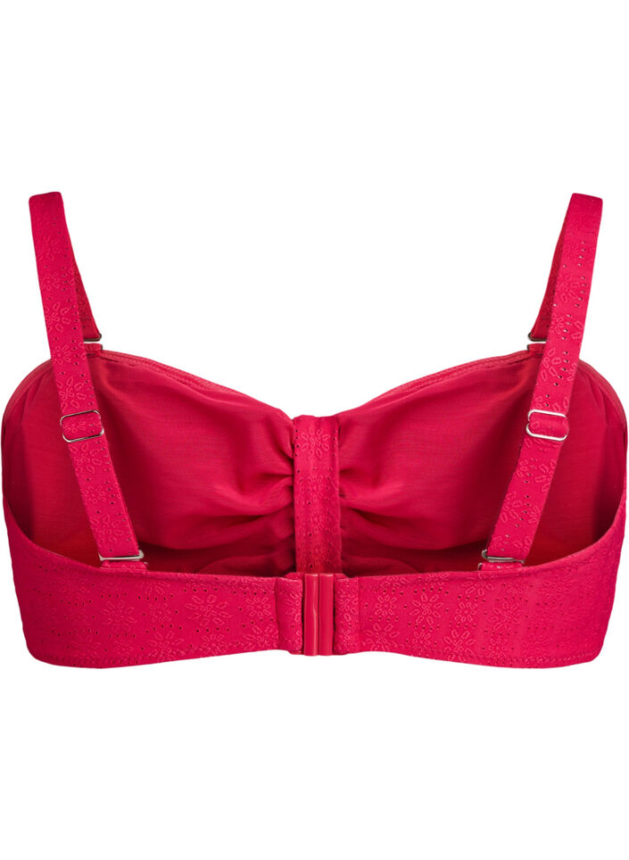 Bandeau bikinitop met een textuurpatroon en afneembare bandjes, Roze, Packshot image number 1