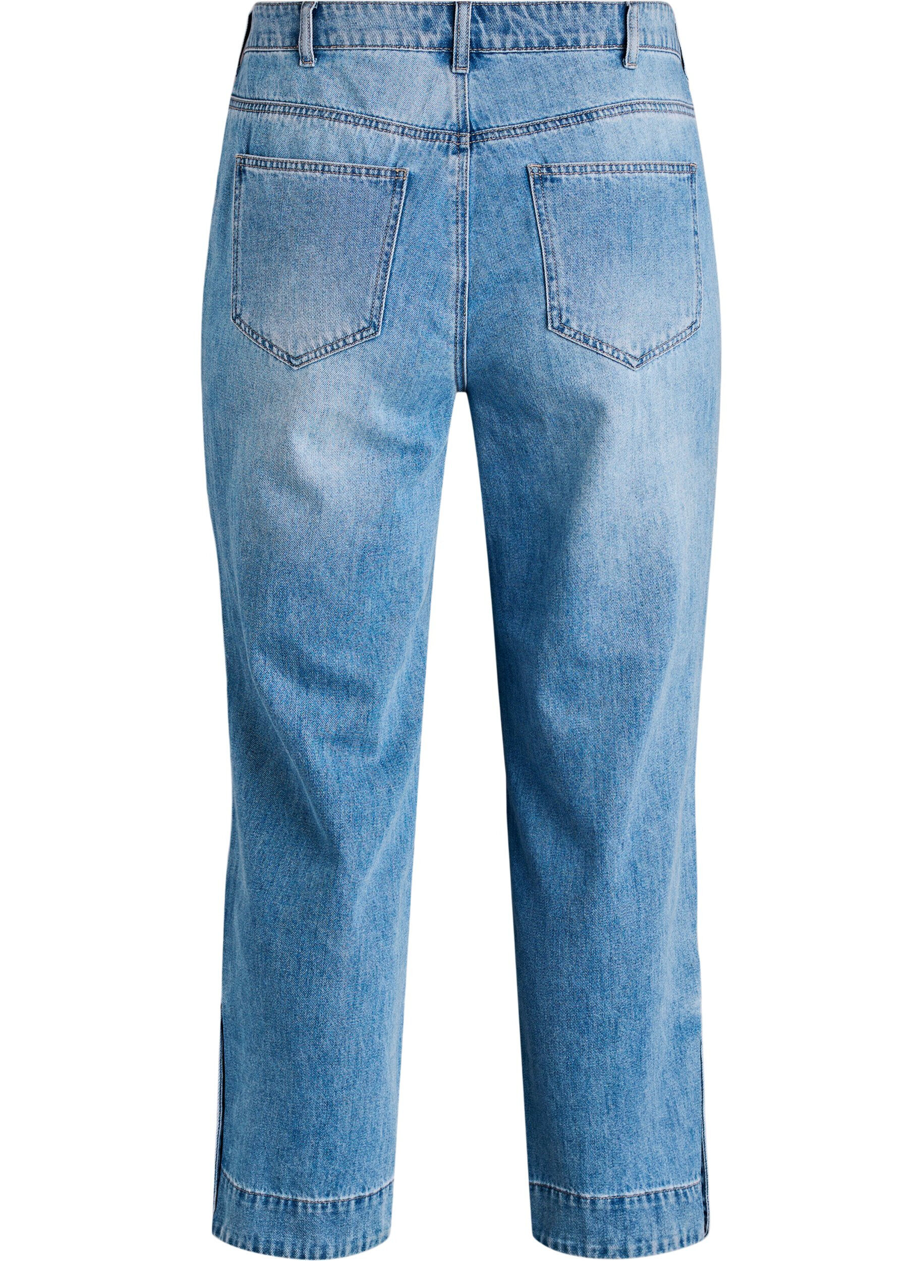 ZizziGecropte Kiana jeans met straight-fit en knoopdetails, Blauw, Packshot image number 1