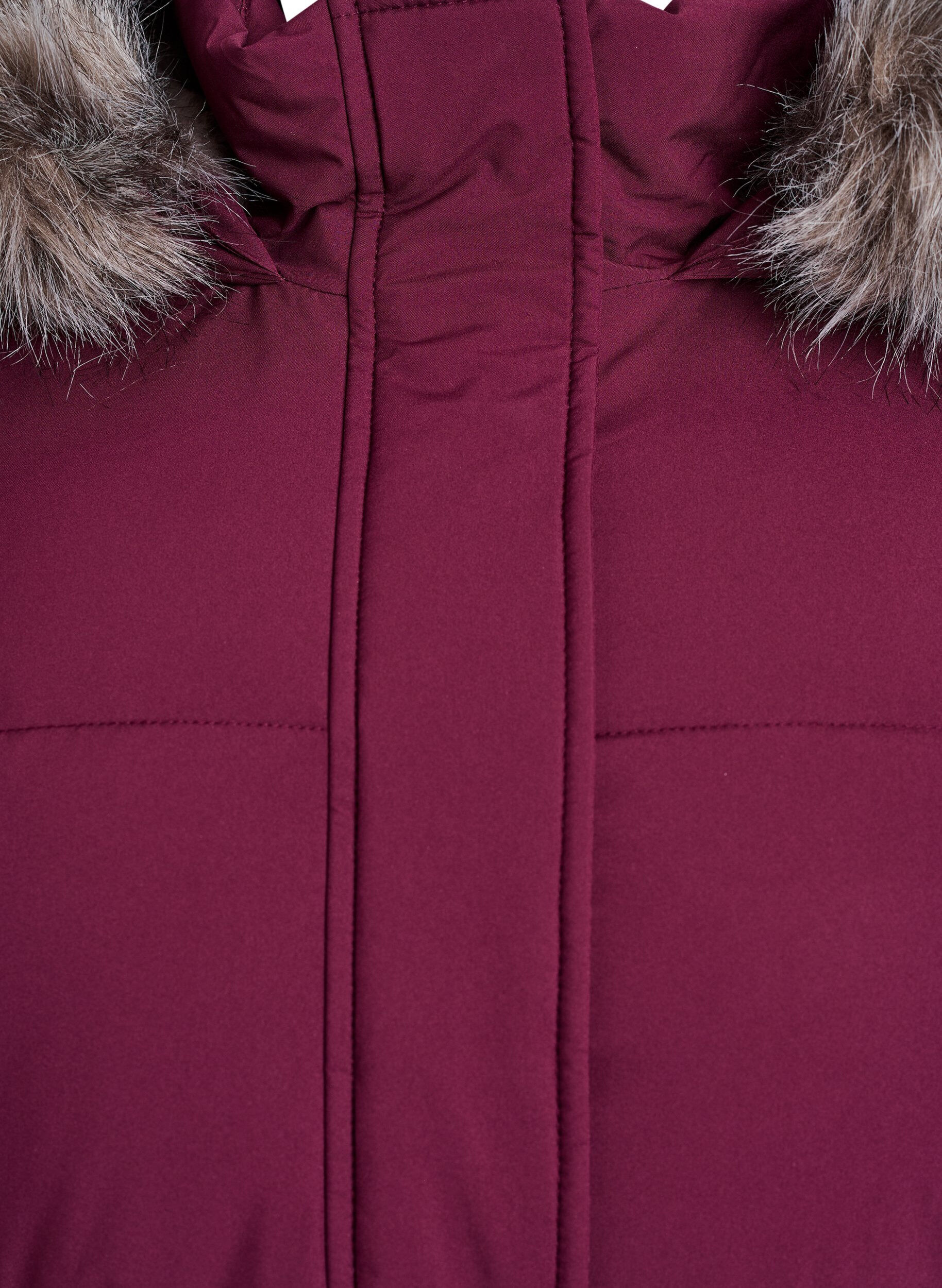 ZizziWaterafstotende parka met imitatiebontkraag, Donker Bordeaux, Packshot image number 2