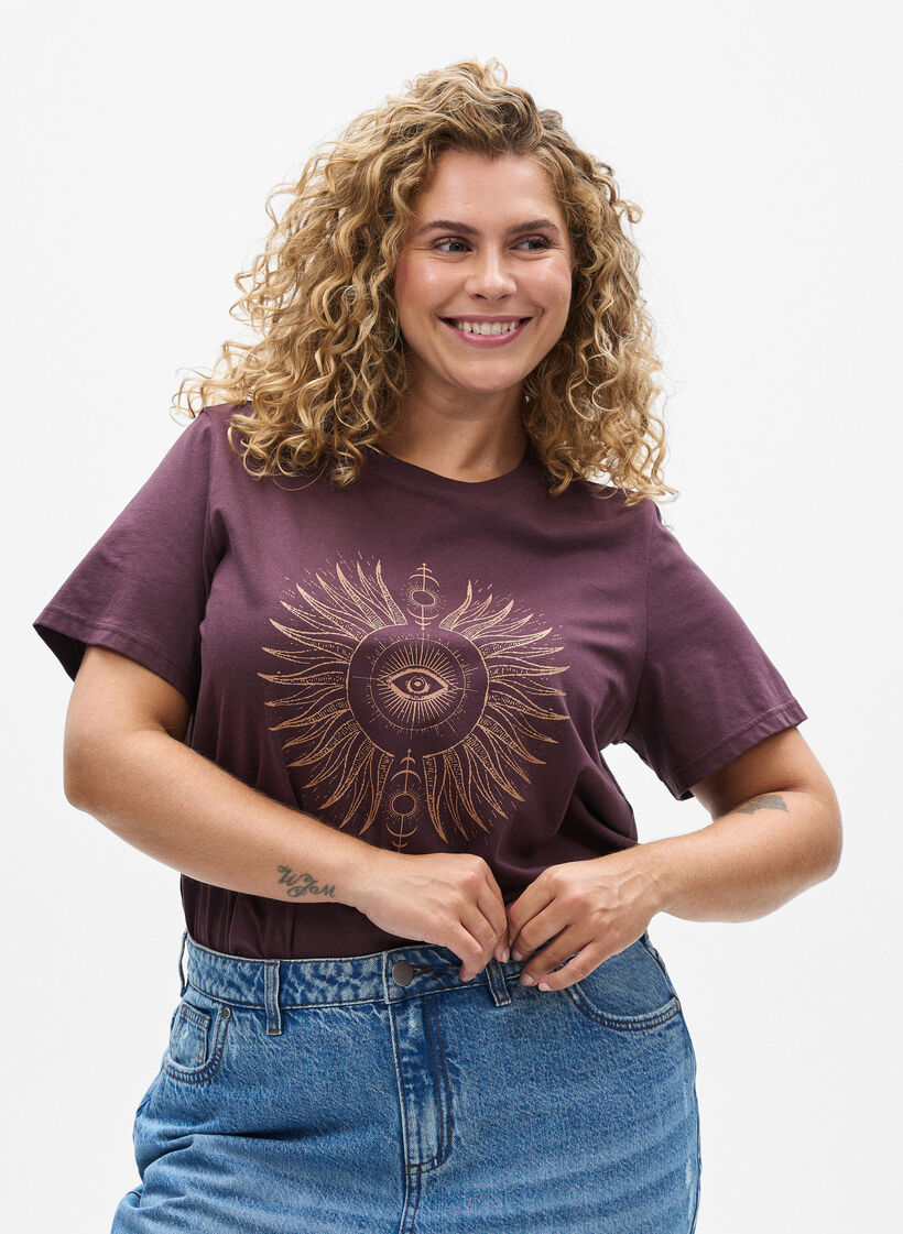 Katoenen T-shirt met print op de voorkant, Fudge w. EYE, Model