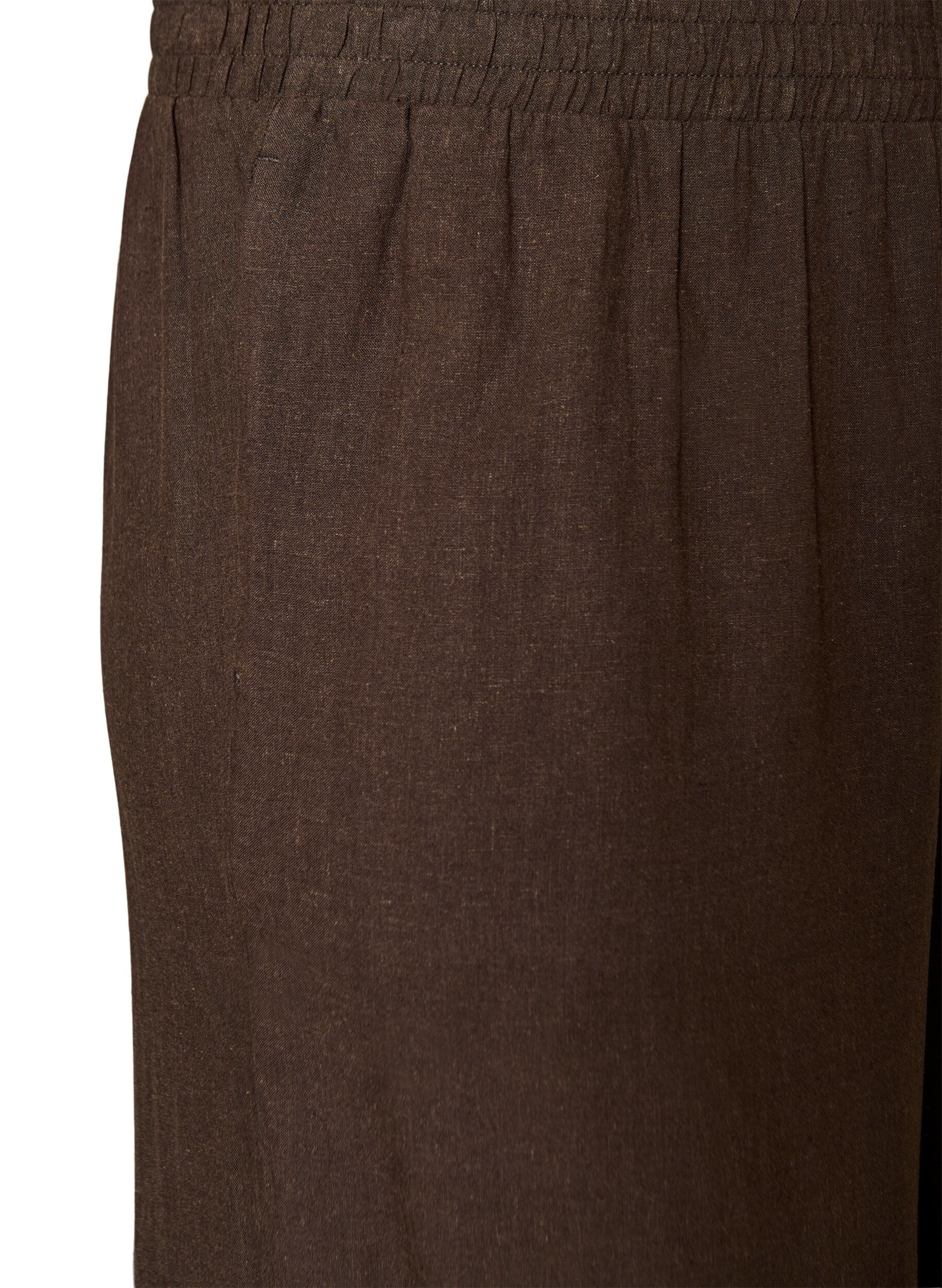Zizzi Pantalon large en lin et viscose, Marron, Packshot image number 2