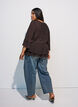 Blouse met 3/4-mouwen en ruchesdetails, Bruin, Model image number 2