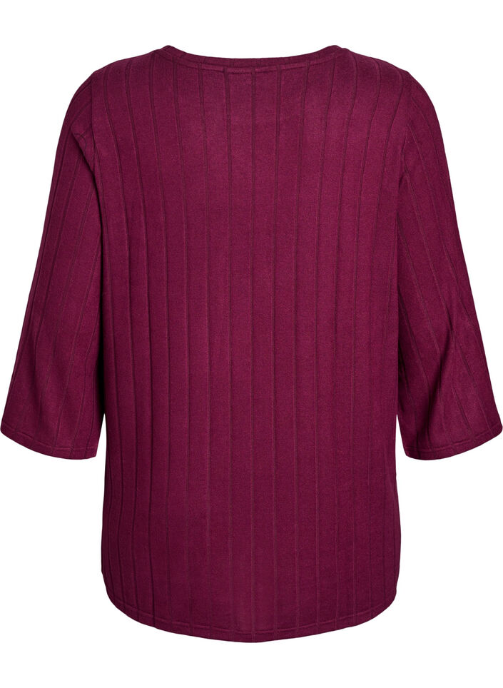 Losse blouse met 3/4 mouwen, Donker Bordeaux, Packshot image number 1