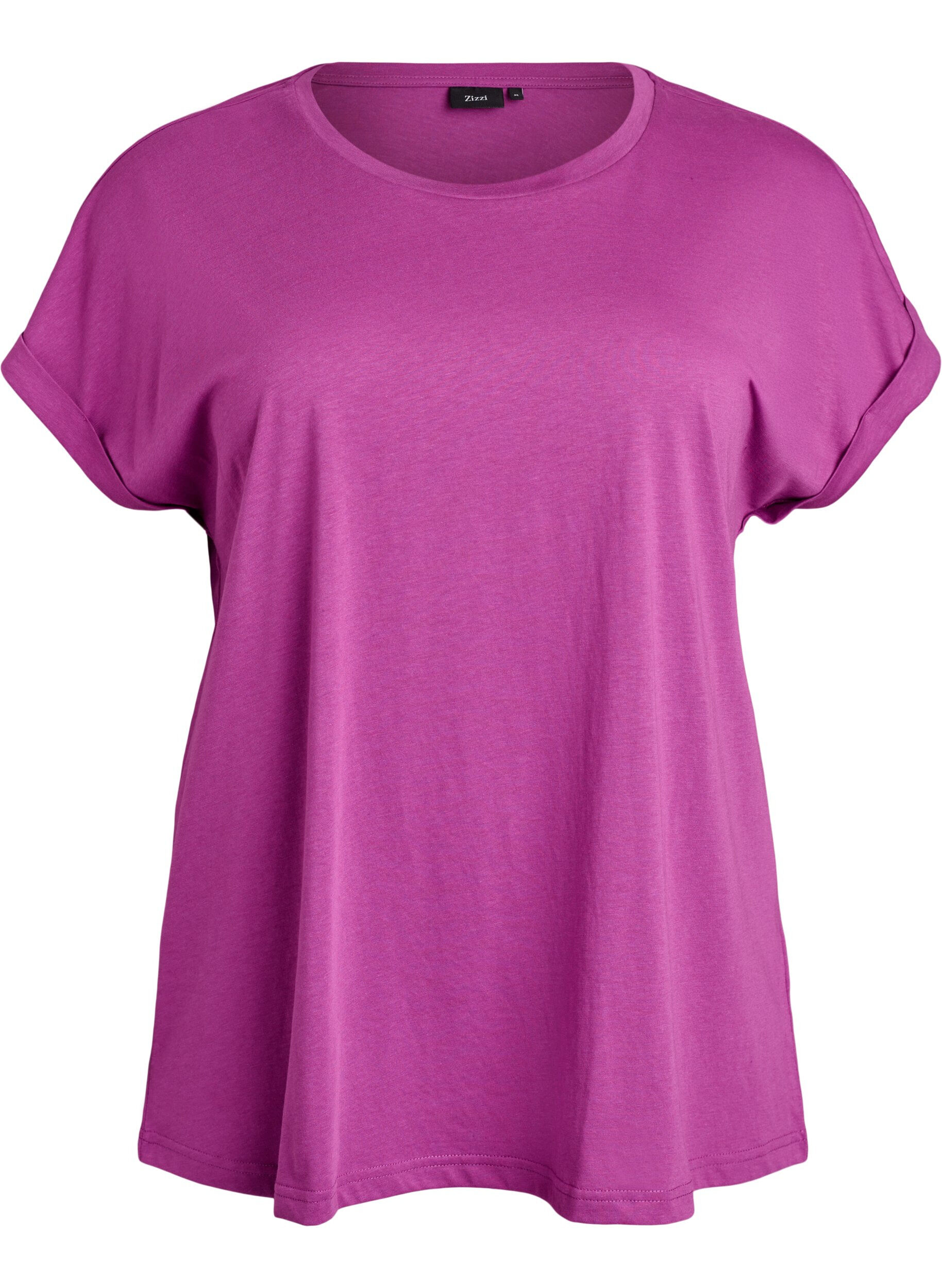 ZizziT-shirt met korte mouwen in een katoenmix, Paars, Packshot image number 0