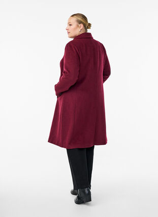 ZizziWollen jas met dubbele knoopsluiting, Maroon Banner Mel., Model image number 1
