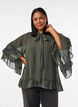 Blouse met striklint en ruches, Grijs, Model image number 0