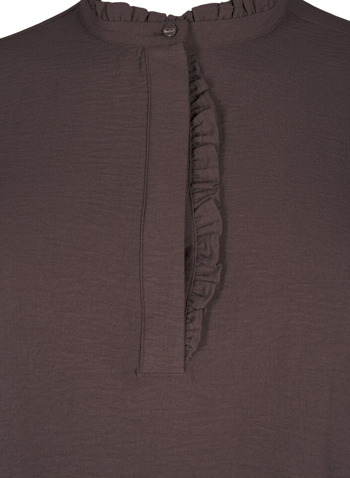 Jurk met lange mouwen en details met ruches, Chocolate Martini, Packshot image number 2