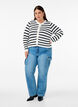 Gestreepte cardigan met gouden knopen in breisel, Cloud D. w. Black, Model image number 2