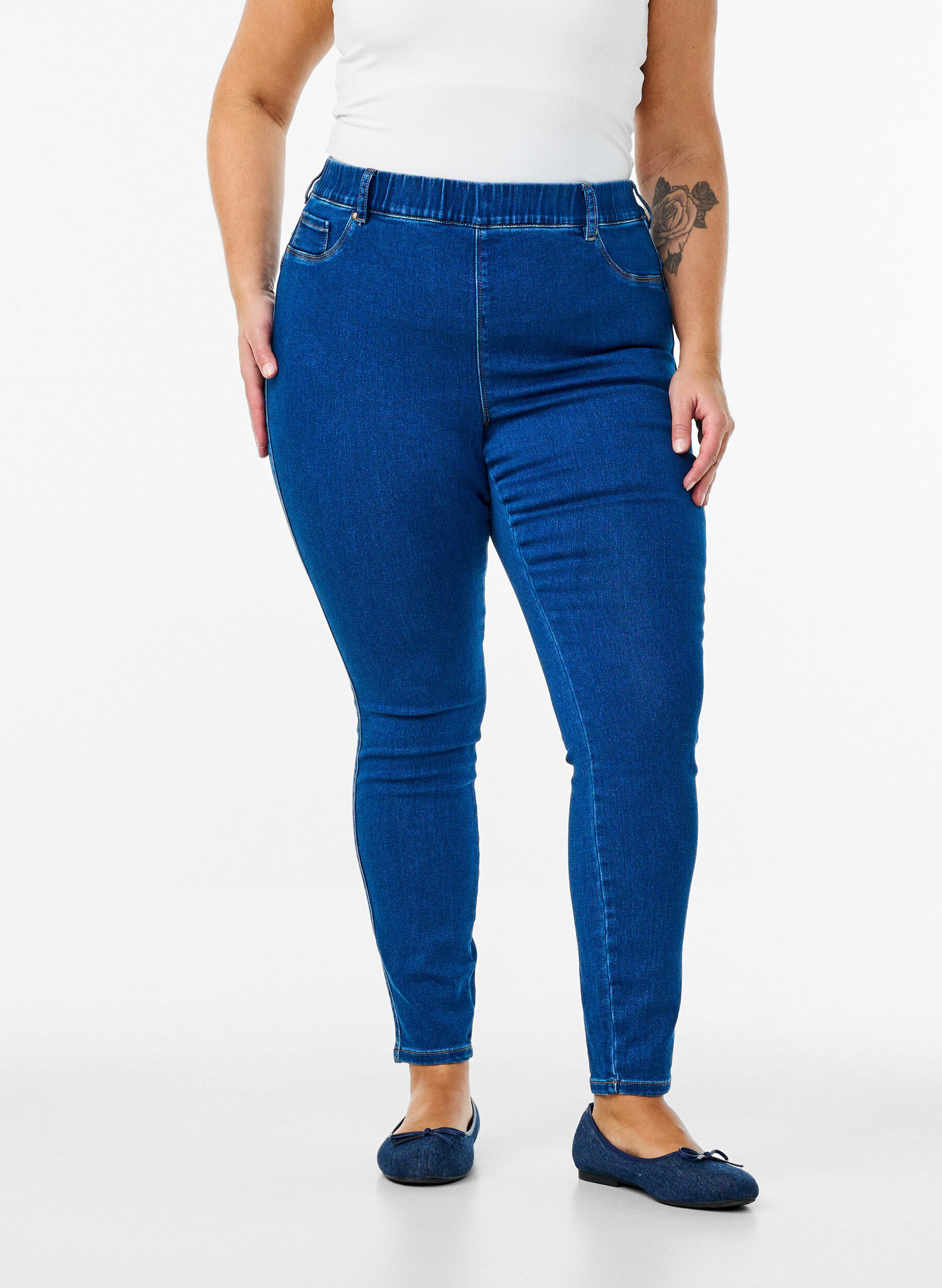 ZizziJeggings met hoge taille, Blauw, Model image number 2