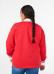 Sweatshirt met V-hals en tekstprint, Rood, Model image number 2