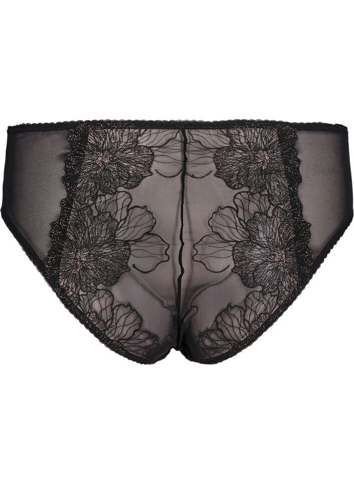 Tai slips in mesh met kanten details, Black, Packshot