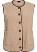 Teddy-fleecevest met contrasterende boorden, Beige, Packshot image number 0
