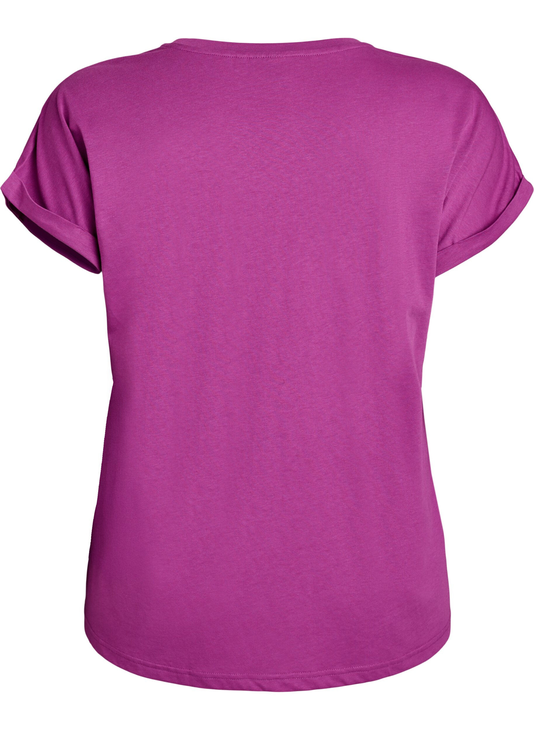 ZizziT-shirt met korte mouwen in een katoenmix, Paars, Packshot image number 1