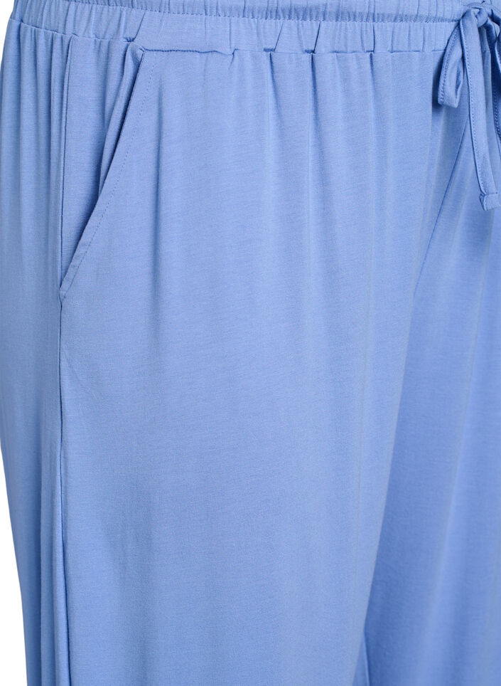 Losse nachtbroek in viscose jersey met zakken, Blauw, Packshot image number 2