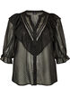 Transparante blouse met stippen en ruchesdetails, Zwart, Packshot image number 0