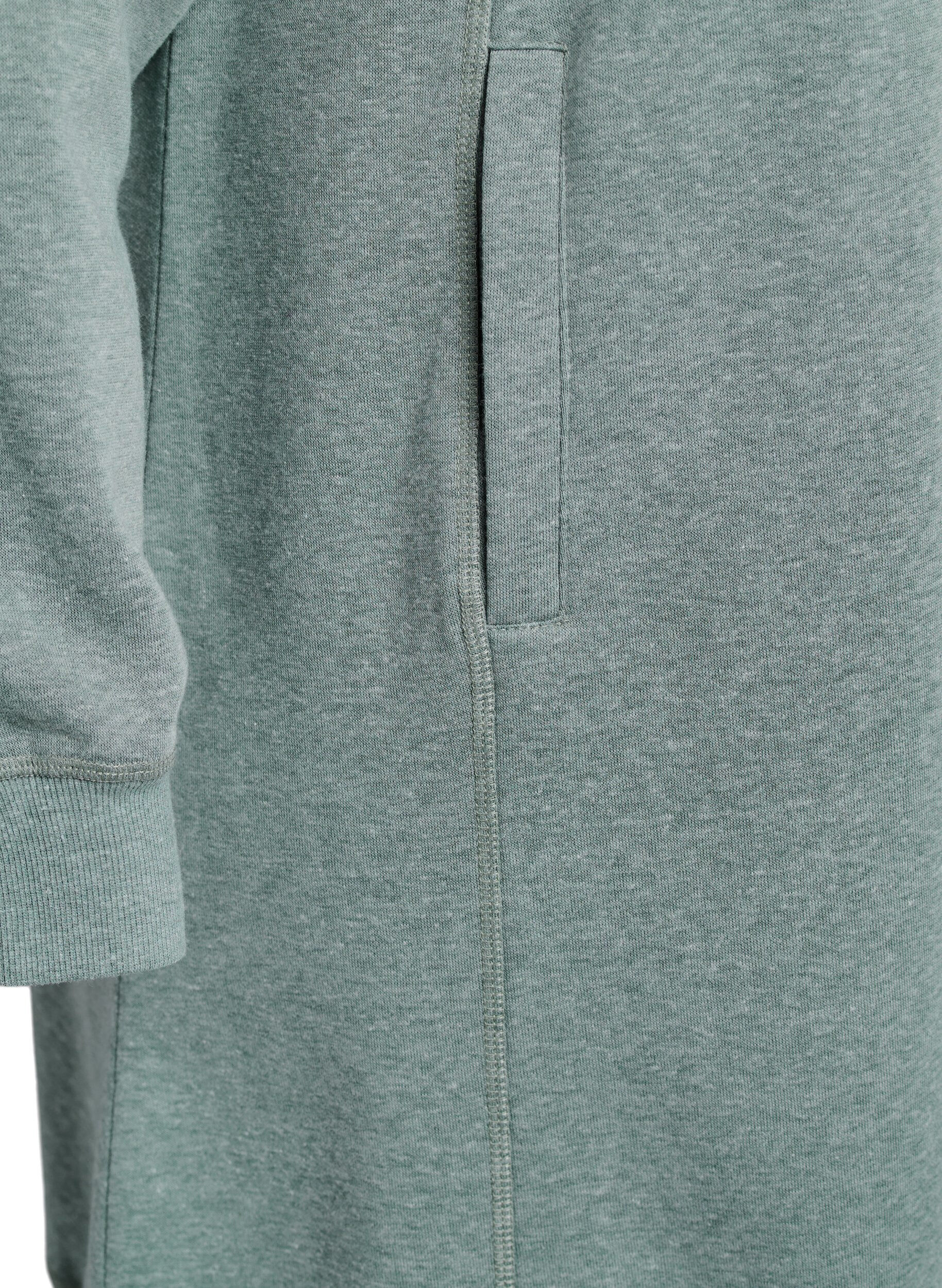 ZizziKort sweatshirt jurk met hoge kraag en zakken, Groen, Packshot image number 3
