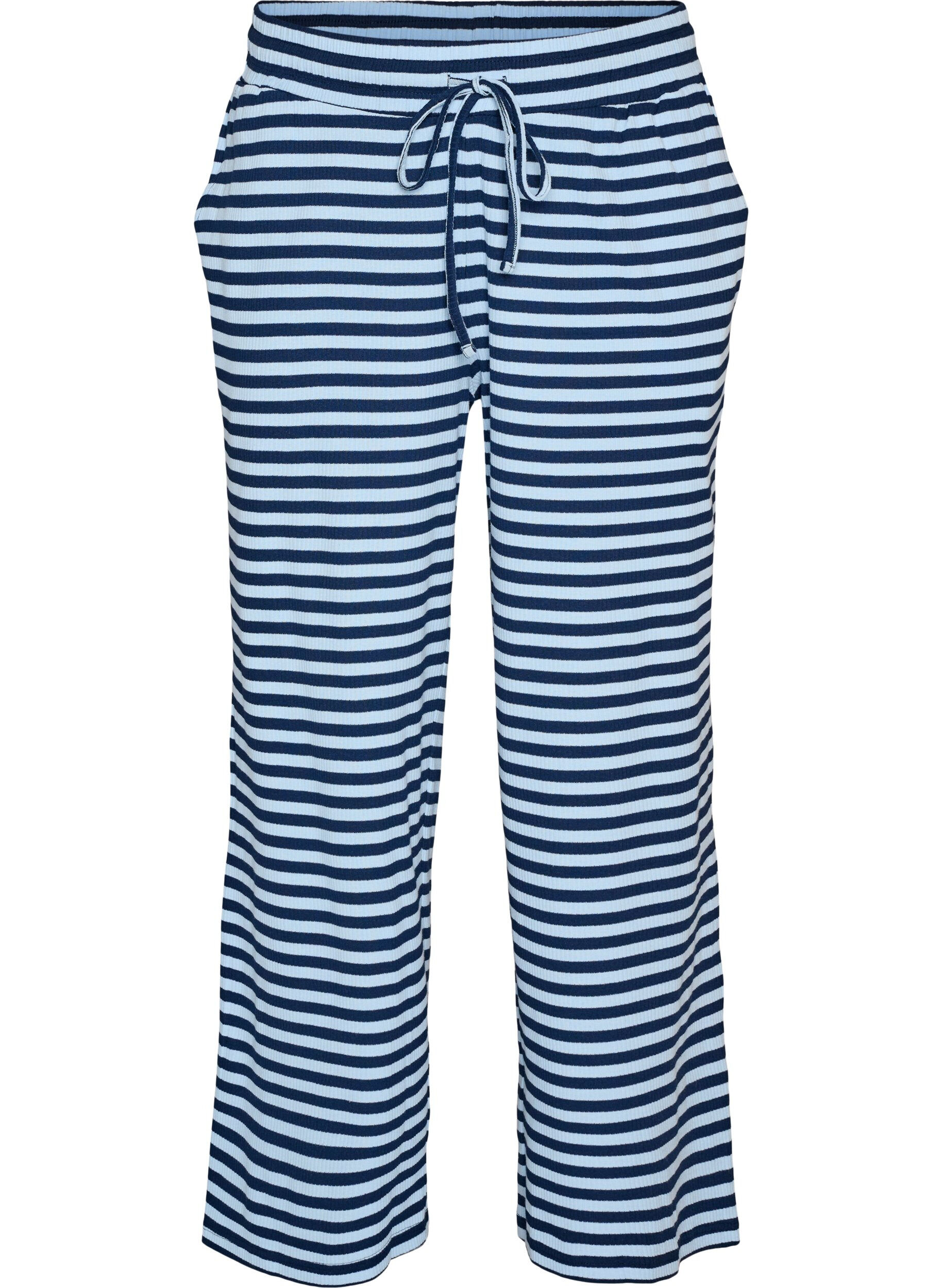 Gestreepte pyjamabroek met een high waist en wijde pijpen