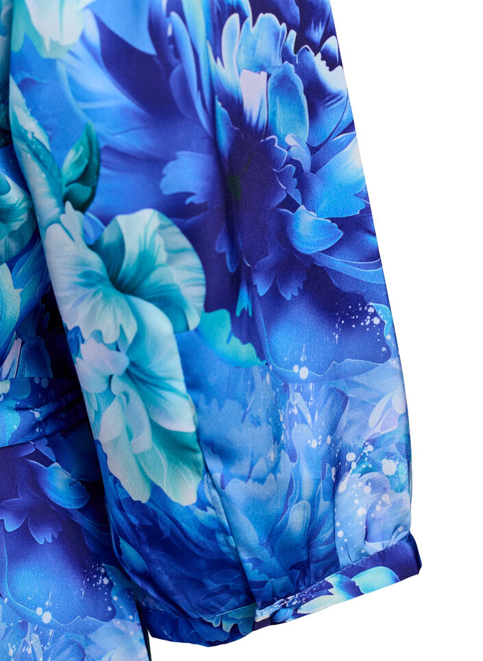 Omslagjurk met bloemenprint met 3/4 mouwen, Blue Splash Flower, Packshot