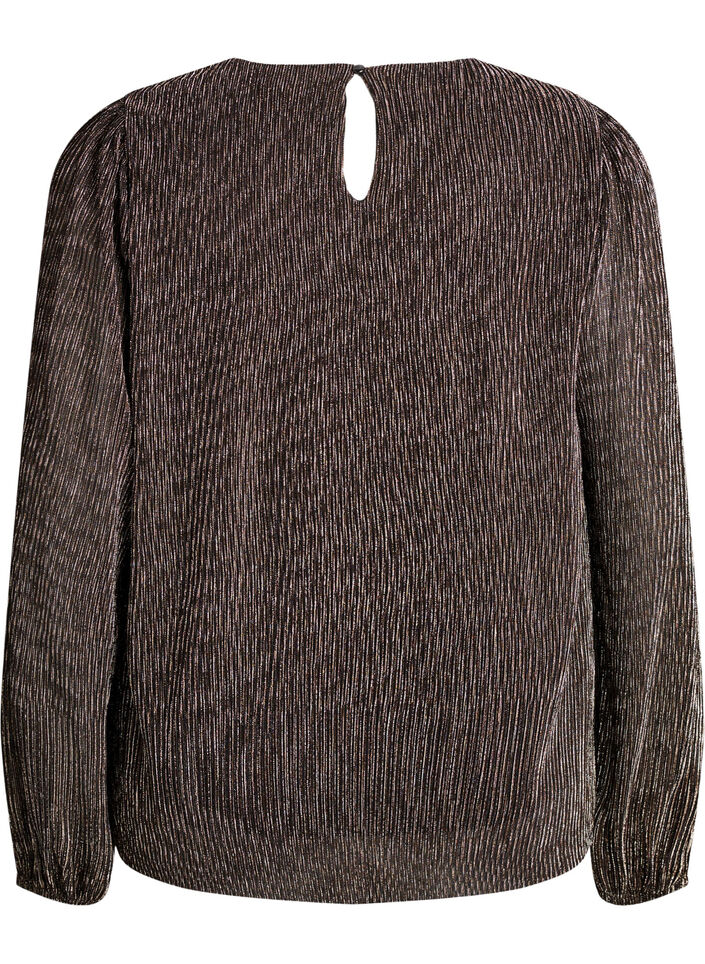 Partyblouse met glitterstrepen en lange mouwen, Zwart, Packshot image number 1