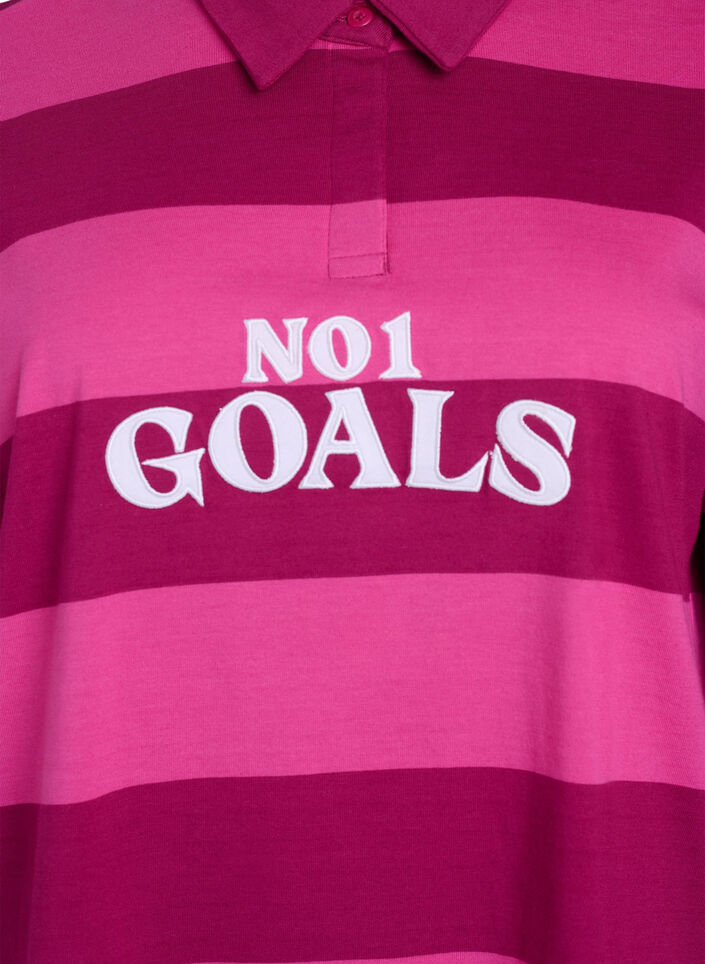 Gestreept poloshirt met geborduurde tekst, Roze, Packshot image number 2