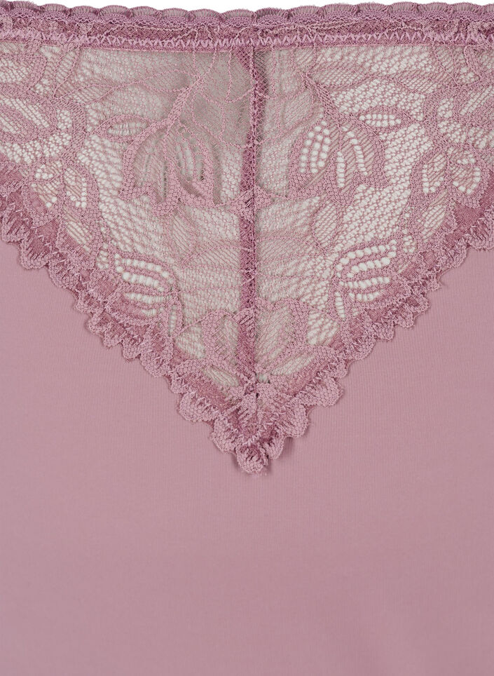 Microvezel string met kanten details, Roze, Packshot image number 2