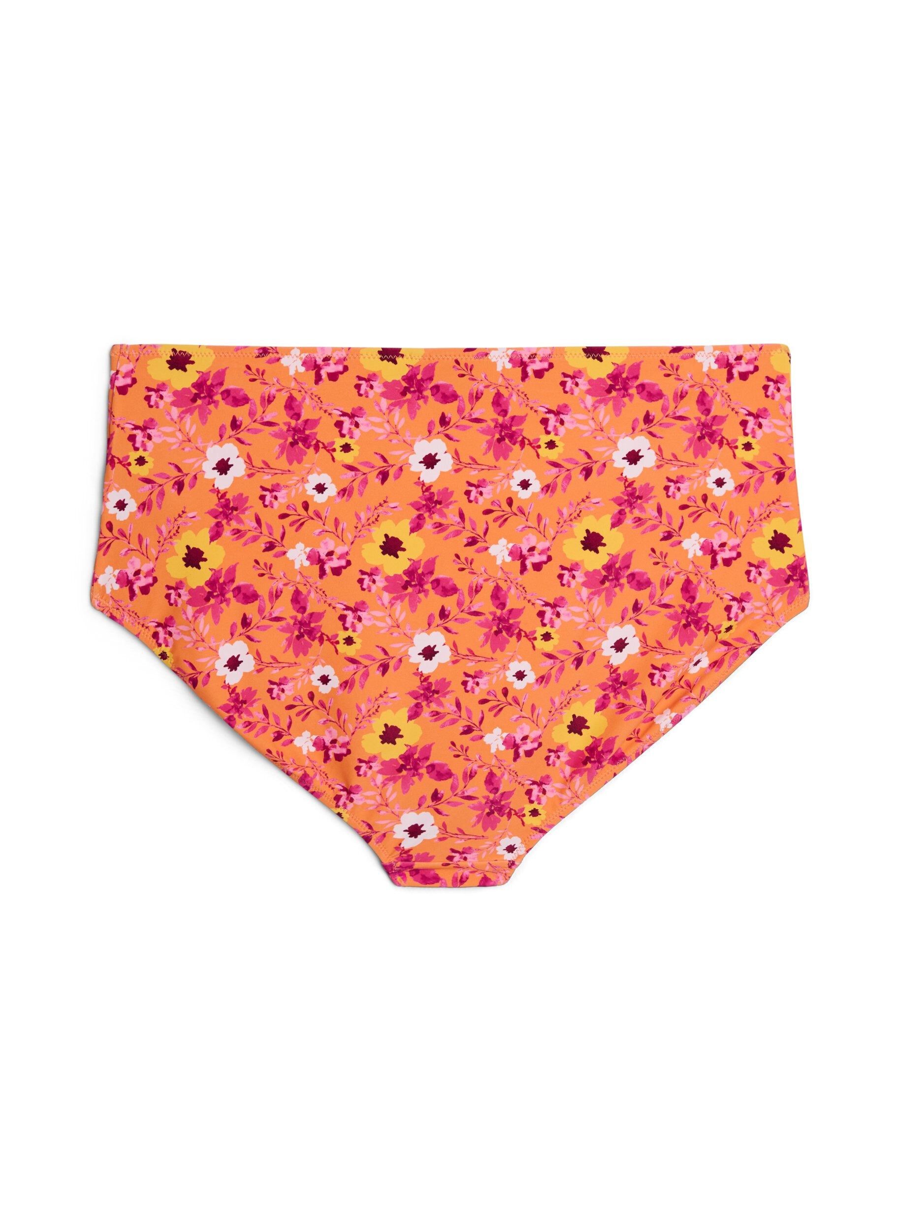 ZizziHoge taille bikinibroekjes met patroon, Oranje, Packshot image number 1