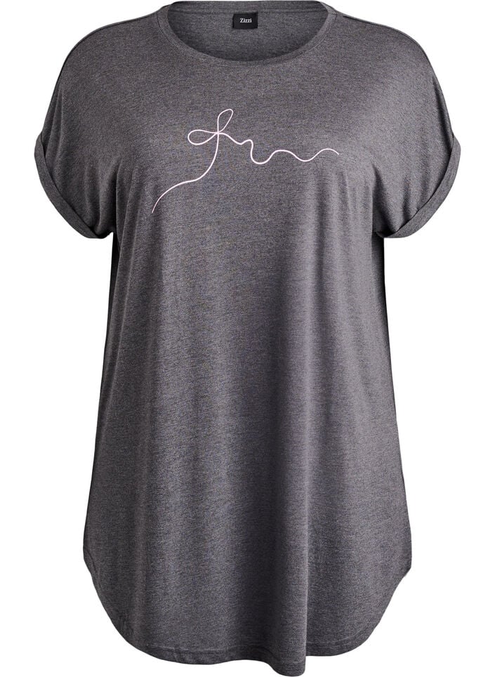 Nachthemd met korte mouwen en tekstprint, Zwart, Packshot image number 0