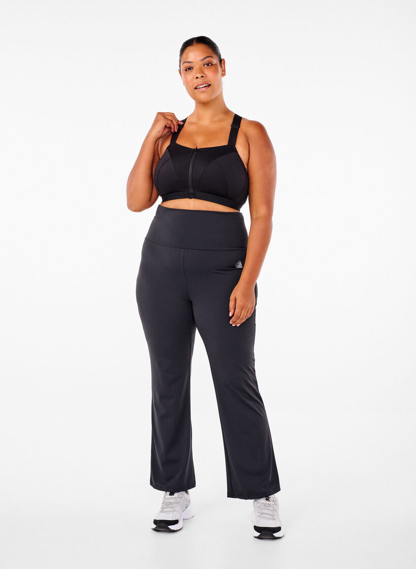 Uitlopende trainingsbroek met hoge taille, Black, Model