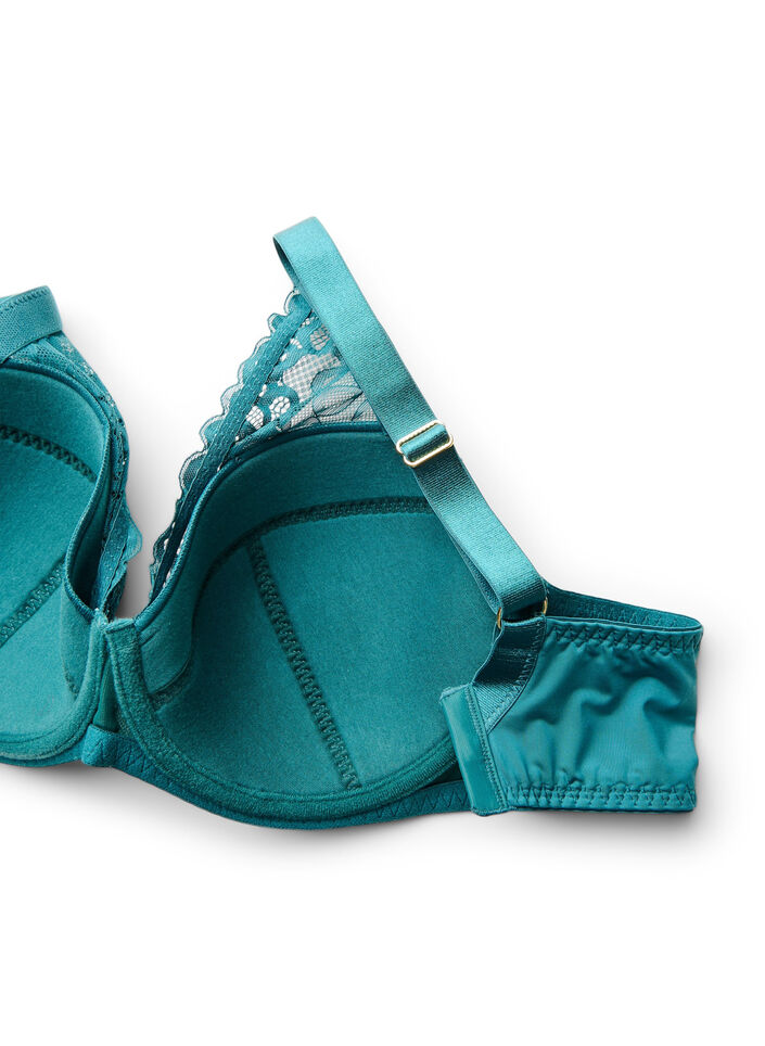 Gewatteerde kanten-bh met beugel, Groen, Packshot