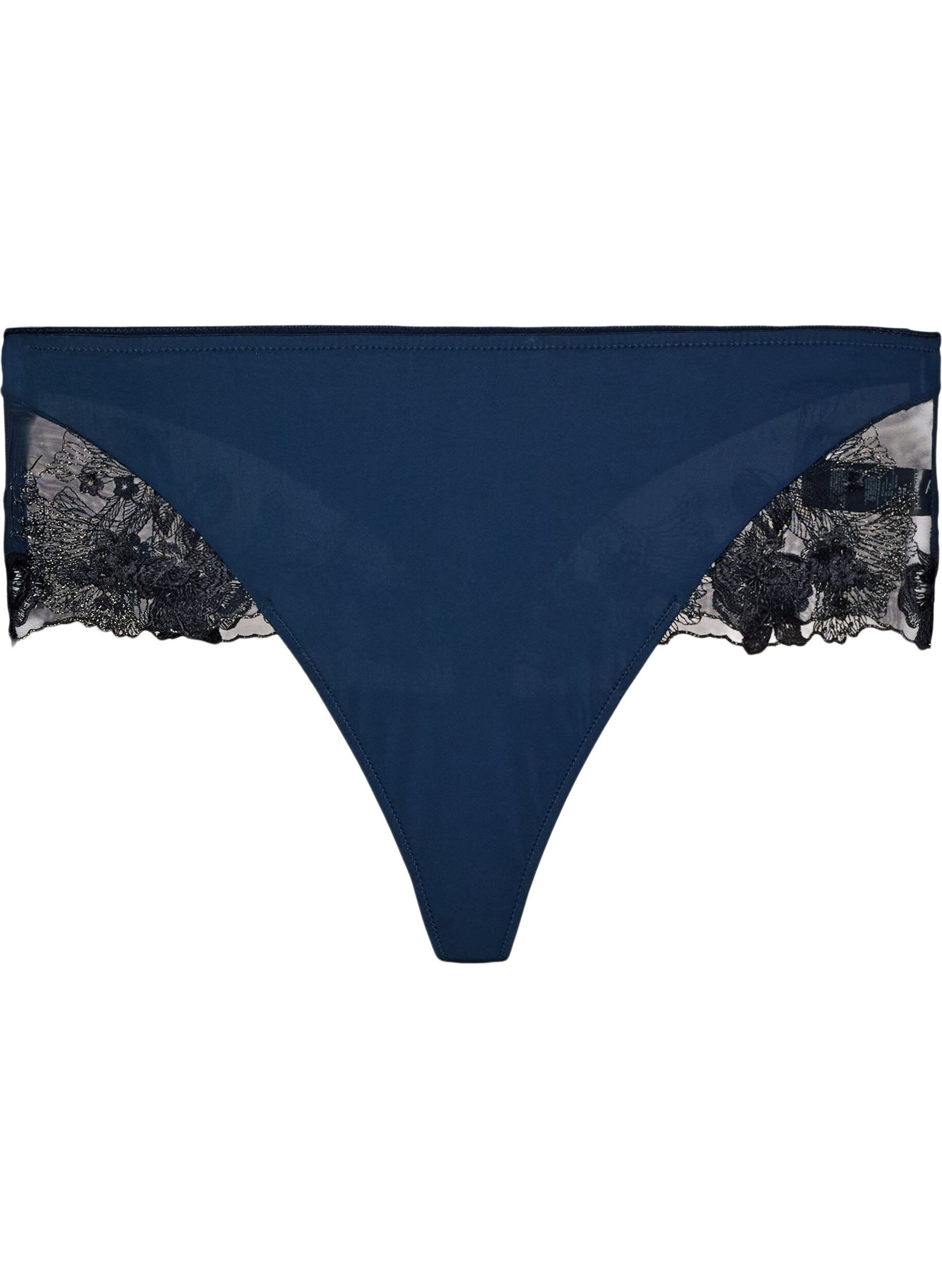 Hipsterstring met bloemenborduursel en normale taille