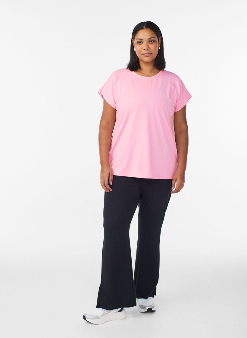 Effen gekleurd trainingsshirt, Roze, Model image number 1