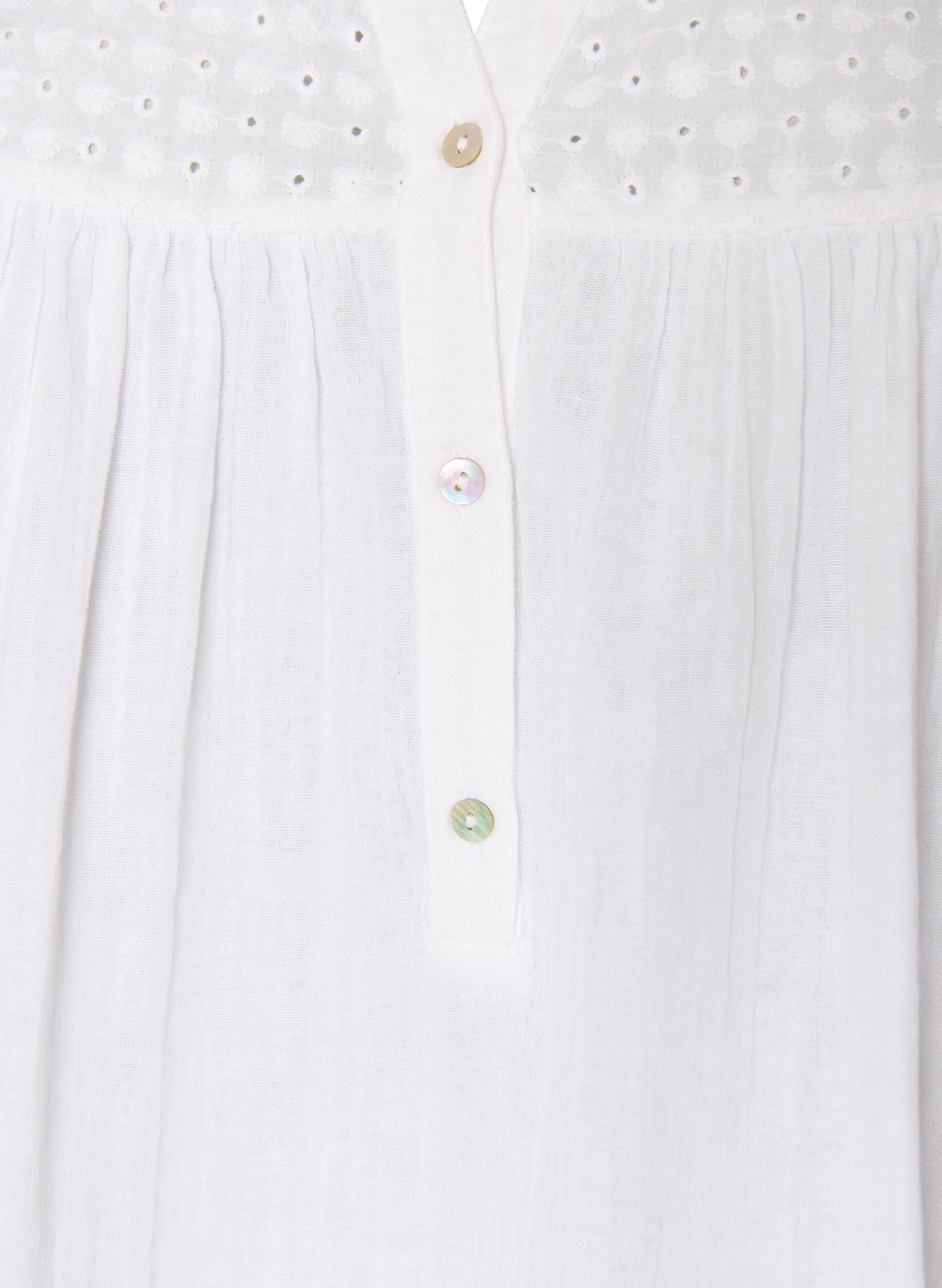 ZizziBlouse in katoenen mousseline met broderie anglaise, Wit, Packshot image number 2