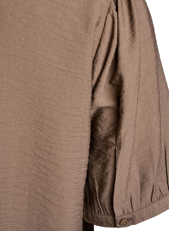 Viscose blouse met 1/2 mouwen, Bruin, Packshot image number 3