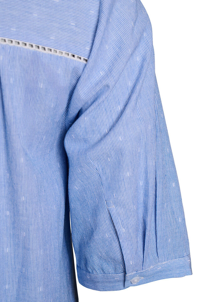 Korte jurk met kanten linten en A-lijn vorm, Blue Stripe, Packshot