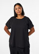 Top met korte mouwen en ronde hals, Zwart, Model image number 0